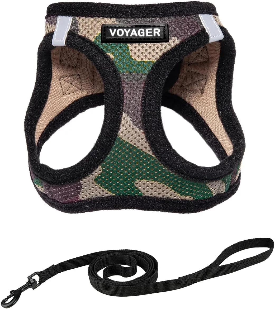 Voyager Step-in Air Cat Leash Harness Set - All Weather Mesh, Step in Vest Harness for Small and Large Cats by Best Pet Supplies - Army Base, S (Chest 14-16")