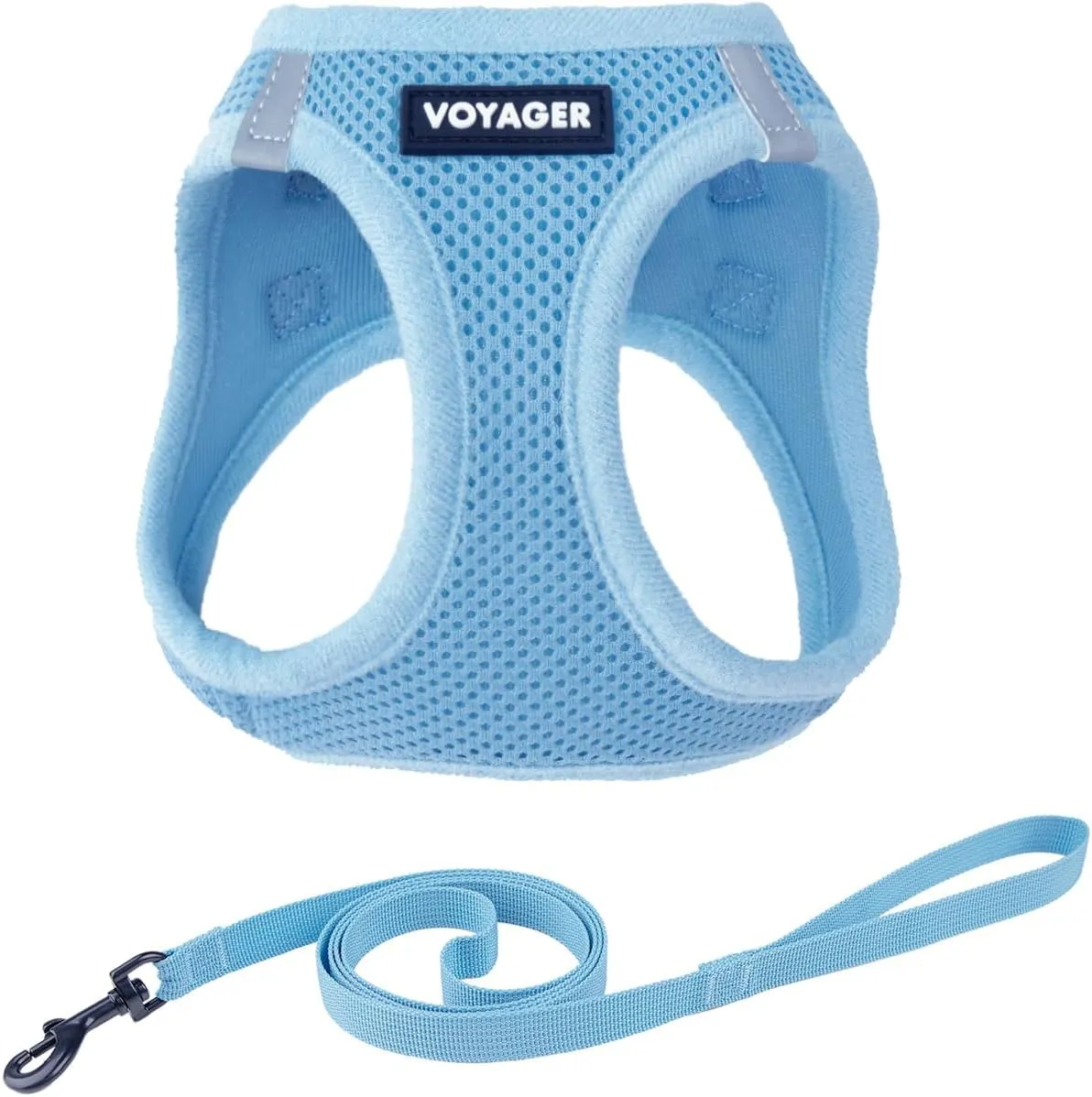 Voyager Step-in Air Cat Leash Harness Set - All Weather Mesh, Step in Vest Harness for Small and Large Cats by Best Pet Supplies - Baby Blue, M (Chest 15-17")