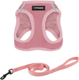 Voyager Step-in Air Cat Leash Harness Set - All Weather Mesh, Step in Vest Harness for Small and Large Cats by Best Pet Supplies - Pink, M (Chest 15-17")