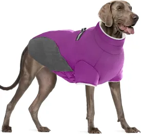 Winter Coat - Dog Jacket with Fleece Lined Warmth, Windproof & Reflective Turtleneck, Purple, Small to Large Sizes