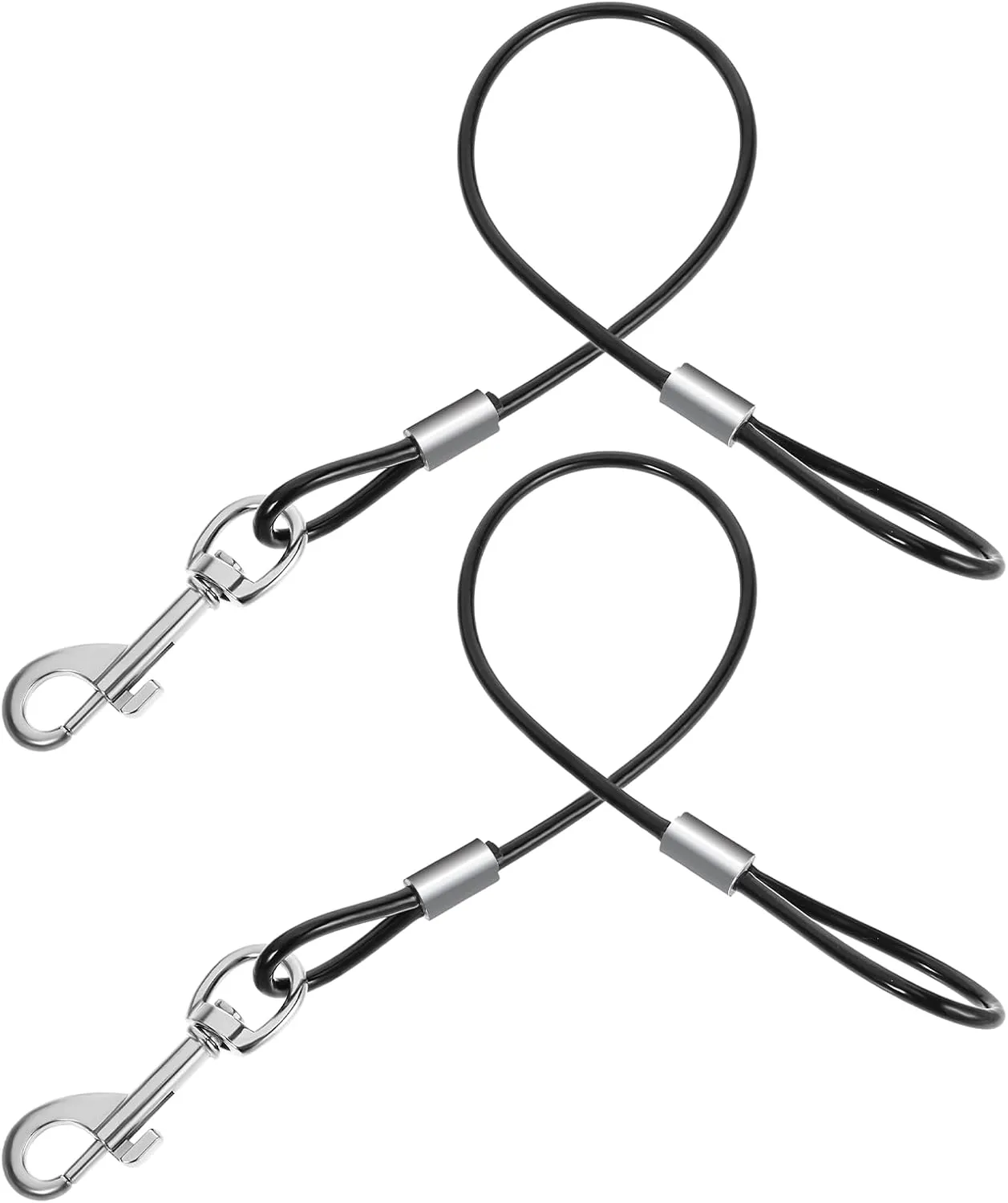 Xindojuz 2 PCS Chew Proof Dog Leash Extender for Training, Retractable Dog Leashes Heavy Duty for Small Dogs, No Tangle Multiple Two Dogs Leashes for Collars & Harnesses (Black, 15.75 Inch/40 cm)