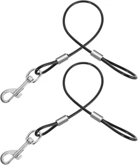 Xindojuz 2 PCS Chew Proof Dog Leash Extender for Training, Retractable Dog Leashes Heavy Duty for Small Dogs, No Tangle Multiple Two Dogs Leashes for Collars & Harnesses (Black, 15.75 Inch/40 cm)